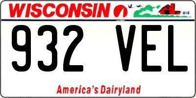 WI license plate 932VEL