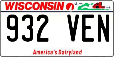 WI license plate 932VEN