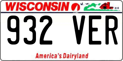 WI license plate 932VER