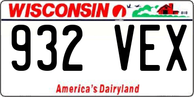 WI license plate 932VEX
