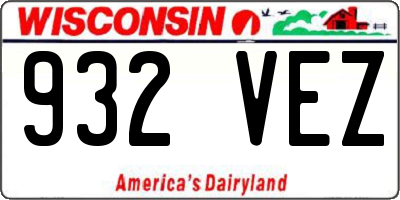 WI license plate 932VEZ
