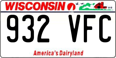 WI license plate 932VFC