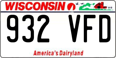 WI license plate 932VFD