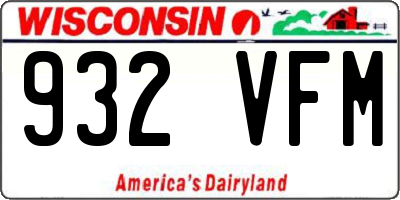 WI license plate 932VFM