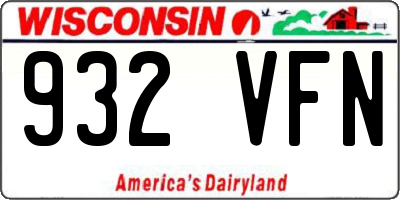 WI license plate 932VFN