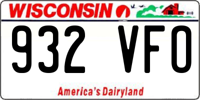 WI license plate 932VFO