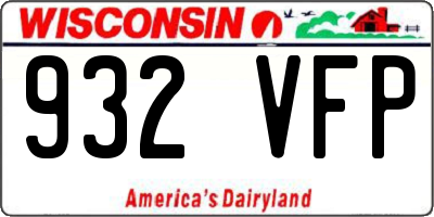 WI license plate 932VFP