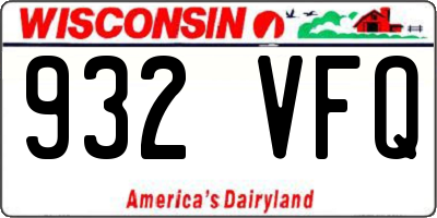 WI license plate 932VFQ