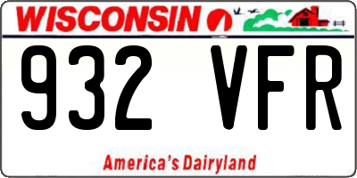 WI license plate 932VFR