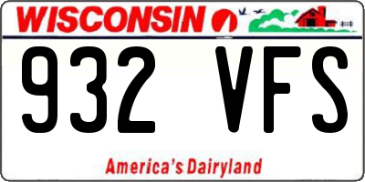 WI license plate 932VFS