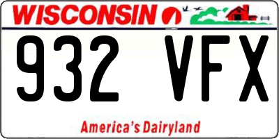 WI license plate 932VFX