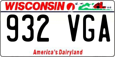 WI license plate 932VGA
