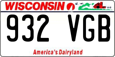 WI license plate 932VGB