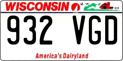 WI license plate 932VGD