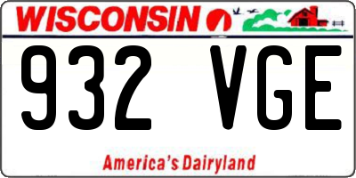 WI license plate 932VGE