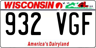 WI license plate 932VGF