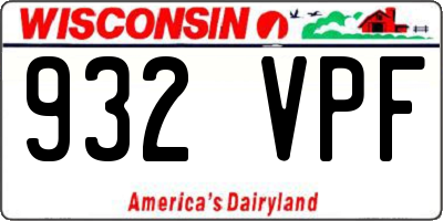 WI license plate 932VPF