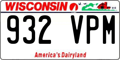 WI license plate 932VPM