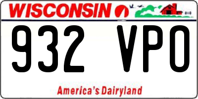 WI license plate 932VPO