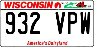 WI license plate 932VPW