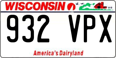 WI license plate 932VPX