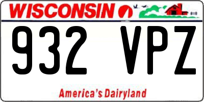 WI license plate 932VPZ