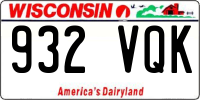 WI license plate 932VQK