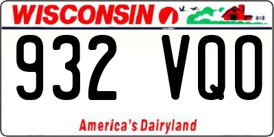 WI license plate 932VQO