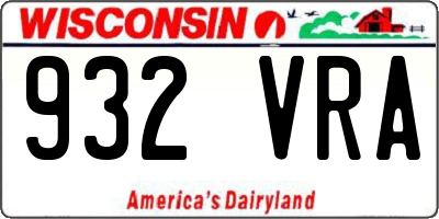 WI license plate 932VRA
