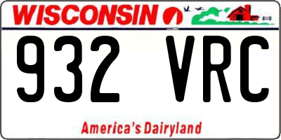 WI license plate 932VRC