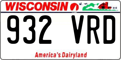 WI license plate 932VRD