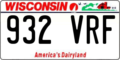 WI license plate 932VRF
