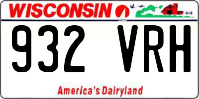 WI license plate 932VRH