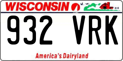WI license plate 932VRK