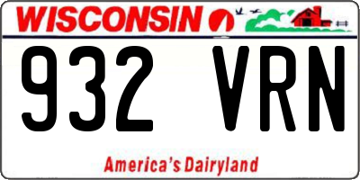 WI license plate 932VRN