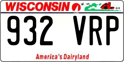 WI license plate 932VRP