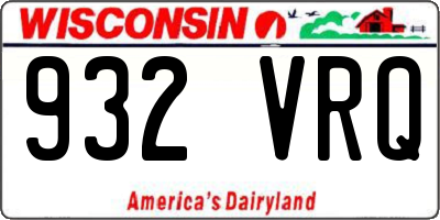 WI license plate 932VRQ