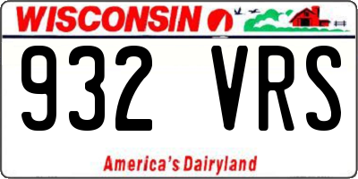 WI license plate 932VRS