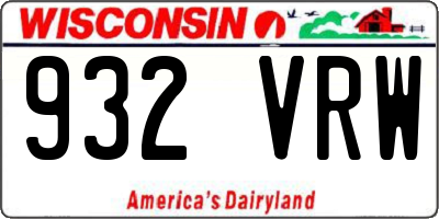 WI license plate 932VRW
