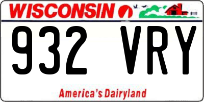 WI license plate 932VRY