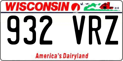 WI license plate 932VRZ
