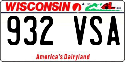 WI license plate 932VSA