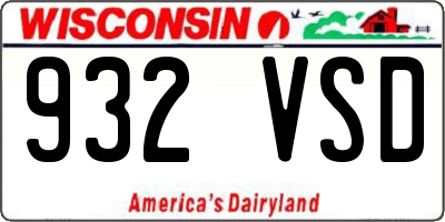 WI license plate 932VSD