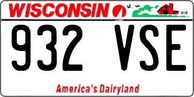 WI license plate 932VSE