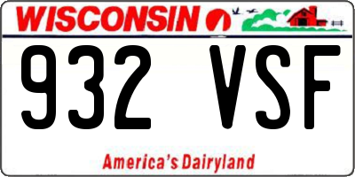 WI license plate 932VSF