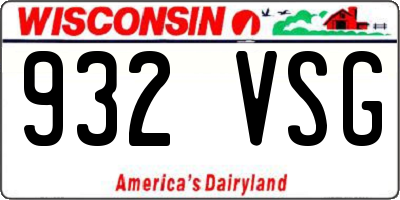 WI license plate 932VSG