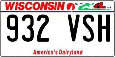 WI license plate 932VSH