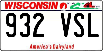 WI license plate 932VSL