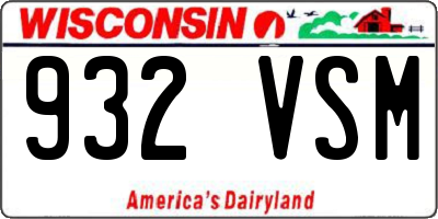 WI license plate 932VSM