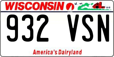 WI license plate 932VSN